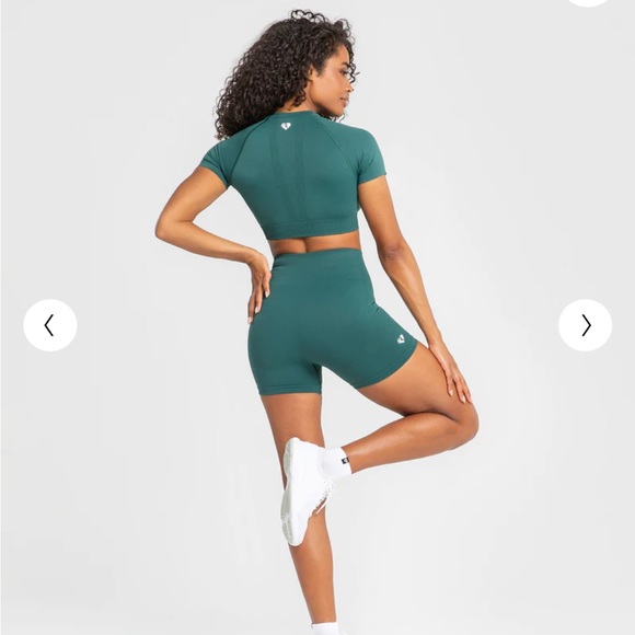 NWT Women’s Best Forest Green Power Seamless Short Sleeve Gym Crop Top Size XXL - Picture 5 of 6